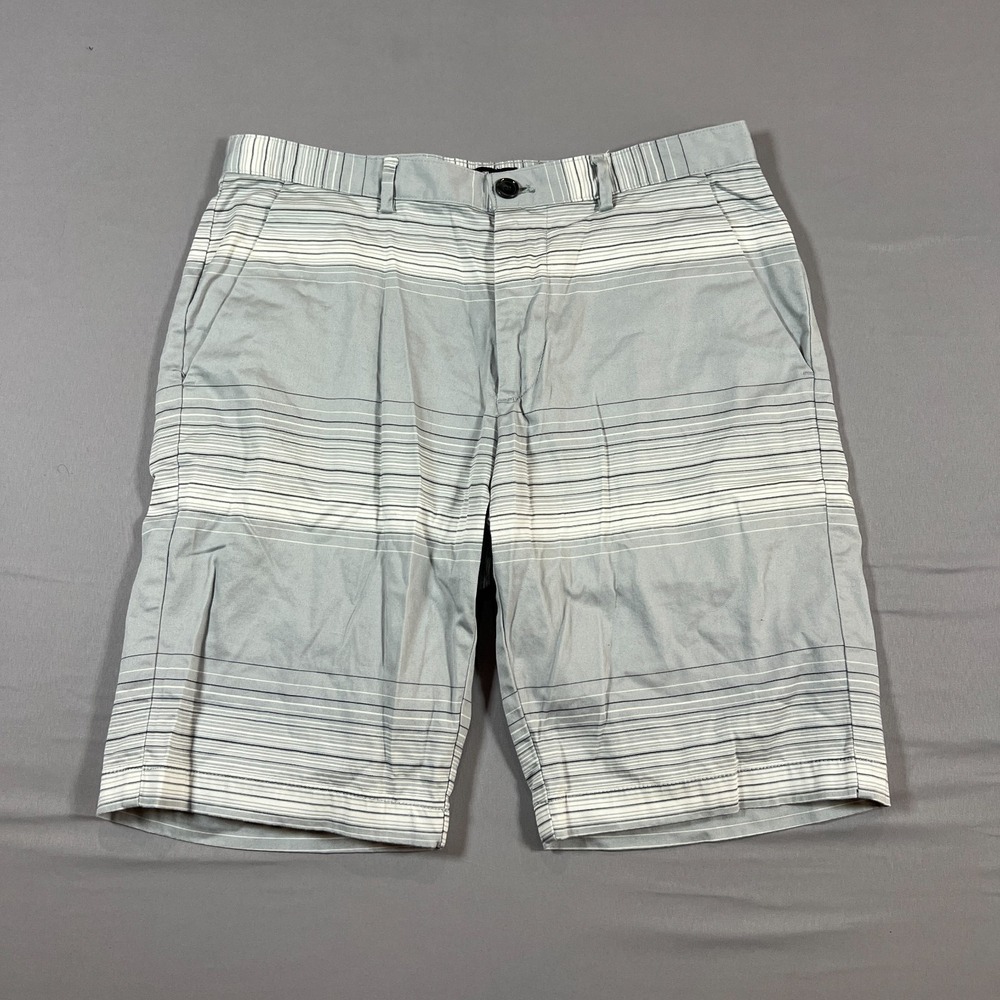 Men Calvin Klein Shorts Gray White Flat Front 32 Mid Rise ZipPerformance Golf